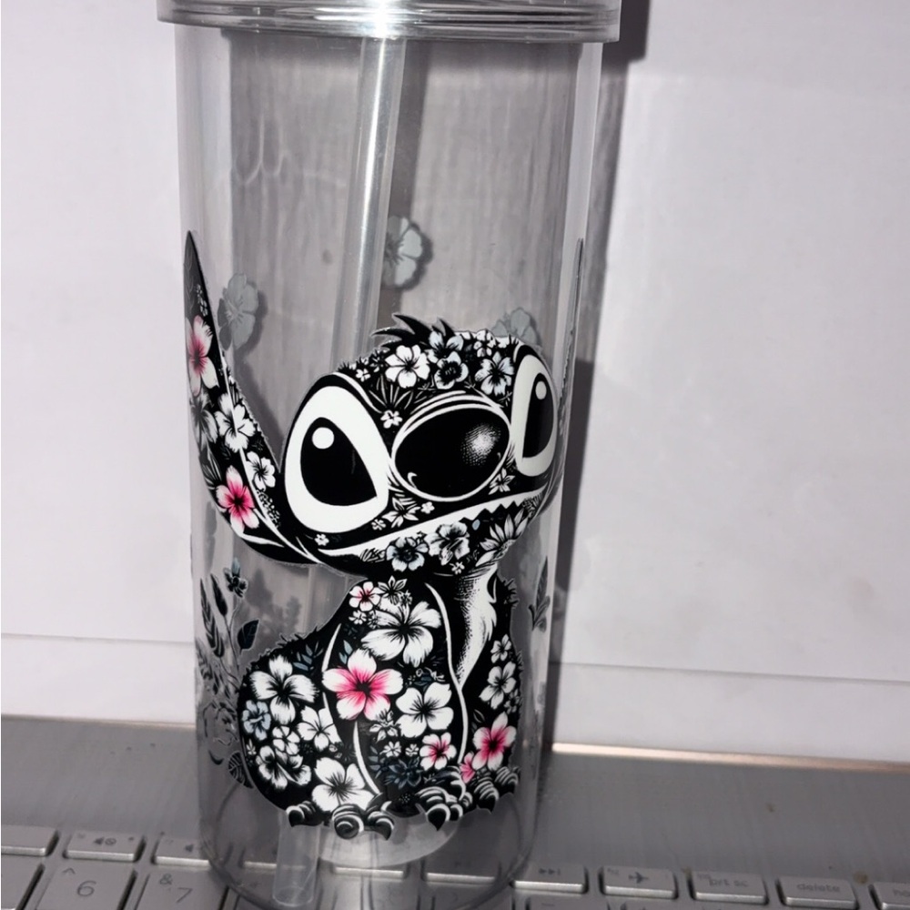 Floral Stitch Tumbler with Straw